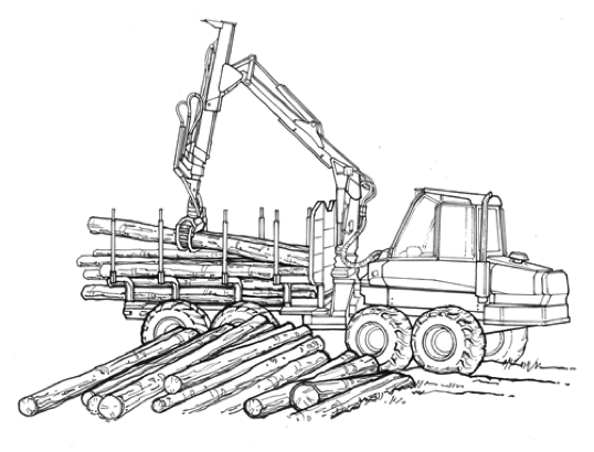 Logging Equipment Drawings Sketch Coloring Page